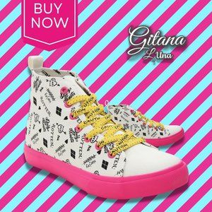 NWT DC Comics Birds Of Prey Harley Quinn Tattoo Hi-Top Sneakers